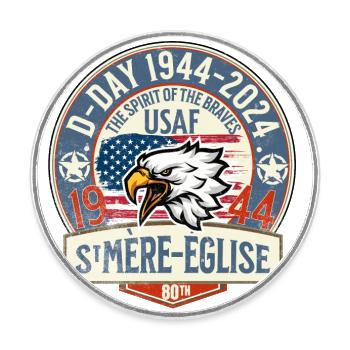 D DAY 1944 2024 St Mère Eglise Airborne 2 - Round  fridge magnet - white - Front