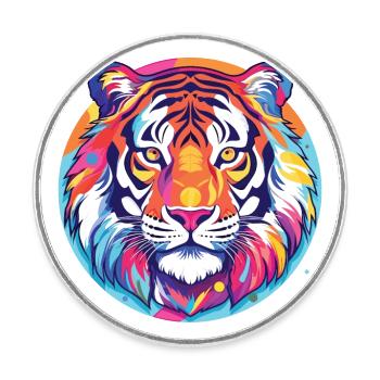 Tiger Buntes Aquarell Tier Haustier Illustration - Runder Kühlschrankmagnet - Weiß - Vorne