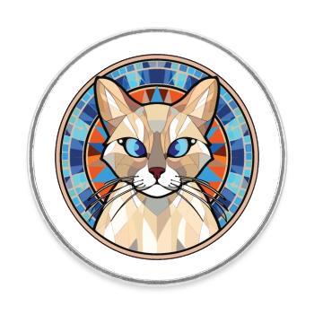 Chat balinais coloré aquarelle pour animaux de compagnie Illustration - Magnet rond - blanc - Devant