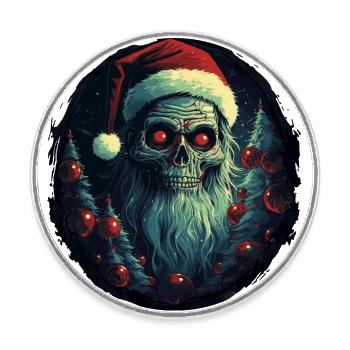 Zombie avec chapeau de Père Noël - Magnet rond - blanc - Devant