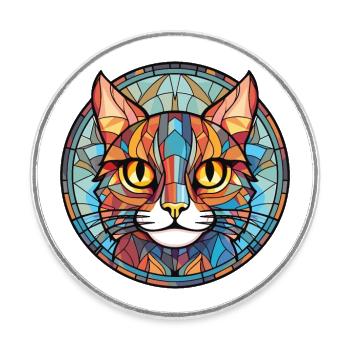 Pixie Bob Cat Colorful Watercolor Pet Illustration - Round  fridge magnet - white - Front