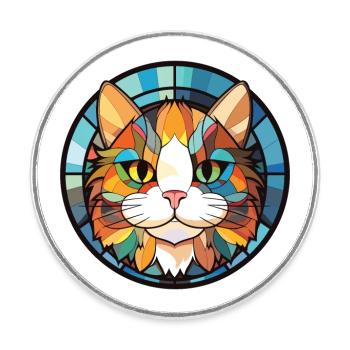 Munchkin chat aquarelle colorée pour animaux de compagnie Illustration - Magnet rond - blanc - Devant