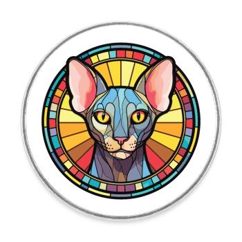 Peterbald chat aquarelle colorée pour animaux de compagnie Illustration - Magnet rond - blanc - Devant