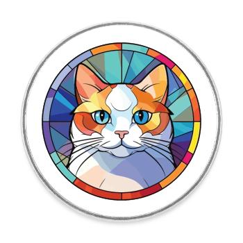 Munchkin chat aquarelle colorée pour animaux de compagnie Illustration - Magnet rond - blanc - Devant