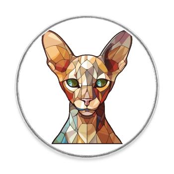 Peterbald chat aquarelle colorée pour animaux de compagnie Illustration - Magnet rond - blanc - Devant
