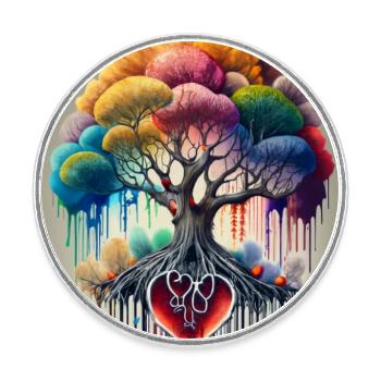 arbre coloré - Magnet rond - blanc - Devant
