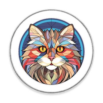 Chat sibérien coloré aquarelle pour animaux de compagnie Illustration - Magnet rond - blanc - Devant