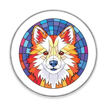 Illustration à l’aquarelle de race de chien esquimau américain - Magnet rond - blanc - Devant