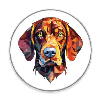 Auvergne Pointing Dog Breed Colorful Watercolor - Round  fridge magnet - white - Front