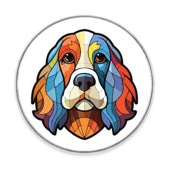 Brikett Griffon Vendeen Hunderasse Aquarellglas - Runder Kühlschrankmagnet - Weiß - Vorne