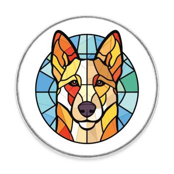 Berger Blanc Suisse Hunderasse buntes Aquarell - Runder Kühlschrankmagnet - Weiß - Vorne