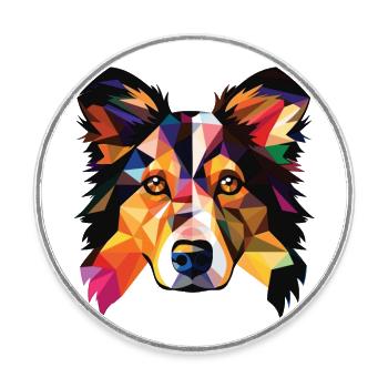 Collie-Hunderasse Bunte Aquarell-Illustration - Runder Kühlschrankmagnet - Weiß - Vorne