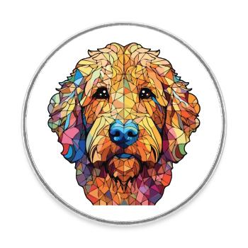 Goldendoodle Hunderasse Aquarell Illustration - Runder Kühlschrankmagnet - Weiß - Vorne