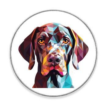 Deutsch Kurzhaar Hund Rasse Aquarell - Runder Kühlschrankmagnet - Weiß - Vorne