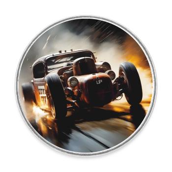 Rusty Hot Rod racing #3 - Magnet rond - blanc - Devant