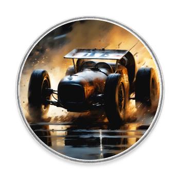 Rusty Hot Rod Rennen #5 - Runder Kühlschrankmagnet - Weiß - Vorne