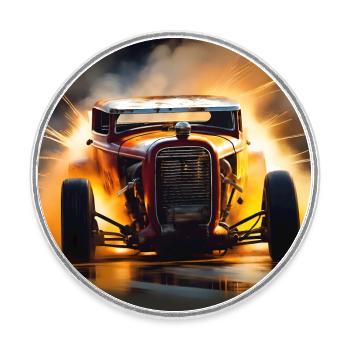 Rusty Hot Rod racing #8 - Magnet rond - blanc - Devant
