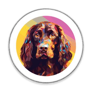 Boykin Spaniel Dog Breed Watercolor Illustration - Round  fridge magnet - white - Front