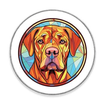 Frison pointage chien race aquarelle Illustration - Magnet rond - blanc - Devant