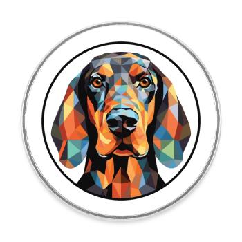 Noir et Tan Coonhound chien race verre aquarelle - Magnet rond - blanc - Devant