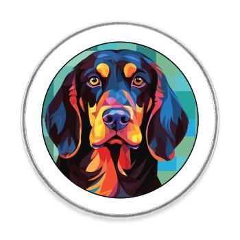 German Wirehaired Pointer Dog Breed Watercolor - Round  fridge magnet - white - Front
