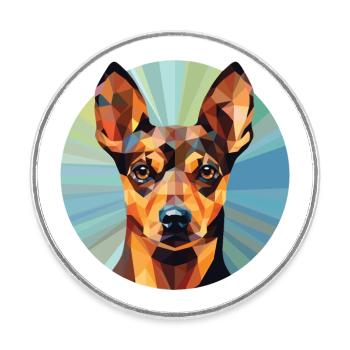 German Roughhaired Pointer Dog Breed Watercolor - Round  fridge magnet - white - Front