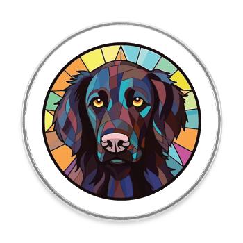 German Longhaired Pointer Dog Breed Watercolor - Round  fridge magnet - white - Front