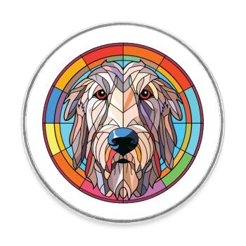 Irischer Wolfshund Hunderasse Aquarell Illustration - Runder Kühlschrankmagnet - Weiß - Vorne