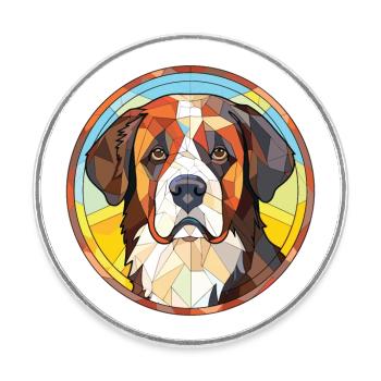 St Bernard chien race aquarelle verre Illustration - Magnet rond - blanc - Devant