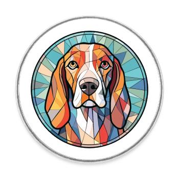Treeing Walker Coonhound Dog Breed Watercolor - Round  fridge magnet - white - Front