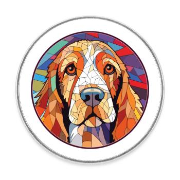 Petits Bassets Griffons Vendéen Chien Aquarelle - Magnet rond - blanc - Devant