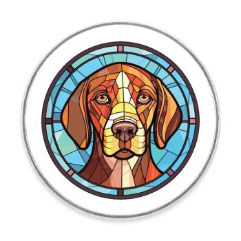 Pointer Dog Breed Colorful Watercolor Illustration - Round  fridge magnet - white - Front