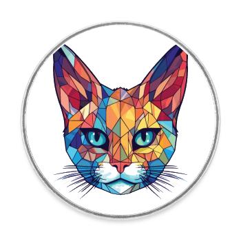 Pixie Bob Cat Colorful Watercolor Pet Illustration - Round  fridge magnet - white - Front