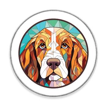 Basset Griffon Vendéen Petit Chien Race Aquarelle - Magnet rond - blanc - Devant