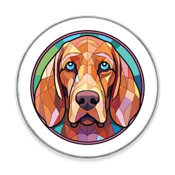 Bluthund Hunderasse Aquarell Glas Illustration - Runder Kühlschrankmagnet - Weiß - Vorne