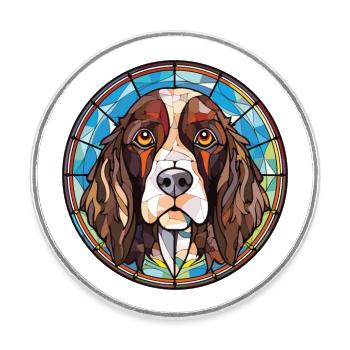 Allemand à poil long Pointer chien race aquarelle - Magnet rond - blanc - Devant