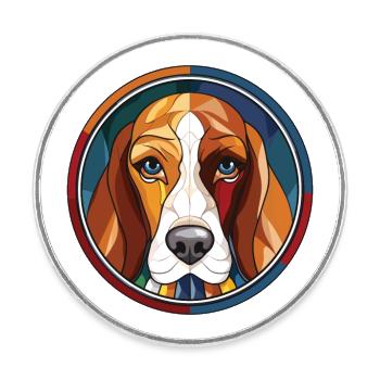 Grand Anglo Francais Tricolore Dog Watercolor - Round  fridge magnet - white - Front