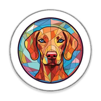 Vizsla Hunderasse Bunte Aquarell-Illustration - Runder Kühlschrankmagnet - Weiß - Vorne