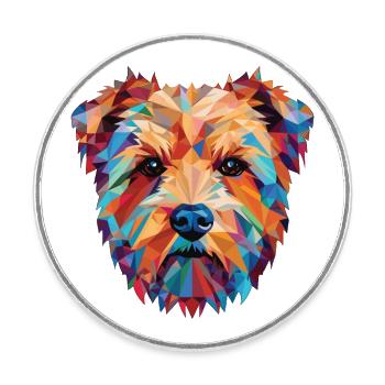Norfolk Terrier Hunderasse Aquarell Illustration - Runder Kühlschrankmagnet - Weiß - Vorne