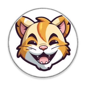 Tiger Cat Bunte Karikatur Aquarell Illustration - Runder Kühlschrankmagnet - Weiß - Vorne