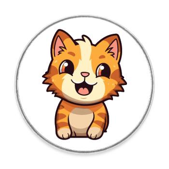 Pixie Bob Cat Cartoon Watercolor Illustration - Round  fridge magnet - white - Front