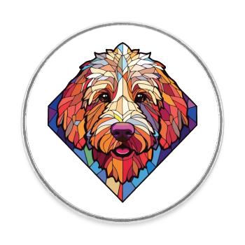 Labradoodle Hunderasse Aquarell Illustration - Runder Kühlschrankmagnet - Weiß - Vorne