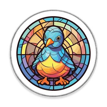 Chick Colorful Watercolor Animal Pet Illustration - Round  fridge magnet - white - Front