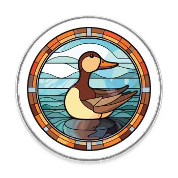 Canard Coloré Aquarelle Animal Animal De Compagnie Illustration - Magnet rond - blanc - Devant