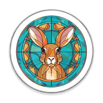 Lapin Coloré Aquarelle Animal Animal De Compagnie Illustration - Magnet rond - blanc - Devant