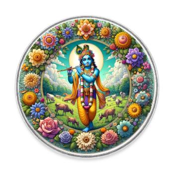 krishna - Runder Kühlschrankmagnet - Weiß - Vorne