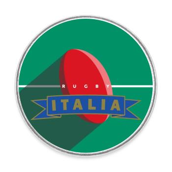 RUGBY ITALIA - Runder Kühlschrankmagnet - Weiß - Vorne
