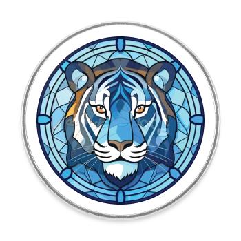 Bleu Aquatique Tigre Aquarelle Colorée Animal de compagnie - Magnet rond - blanc - Devant