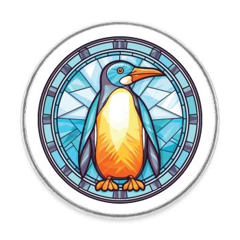 Penguin Colorful Watercolor Animal Illustration - Round  fridge magnet - white - Front