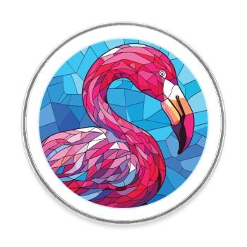 Flamingo bunte Aquarell-Tierillustration - Runder Kühlschrankmagnet - Weiß - Vorne
